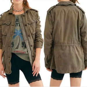 Free People Not Your Brothers Utility Jacket Olive Green